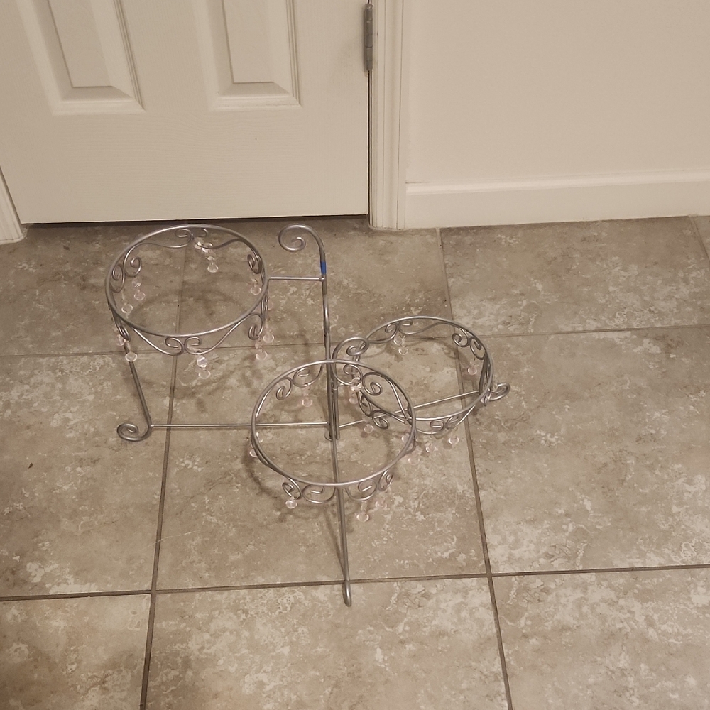 Elegant Silver Plant Stand Set